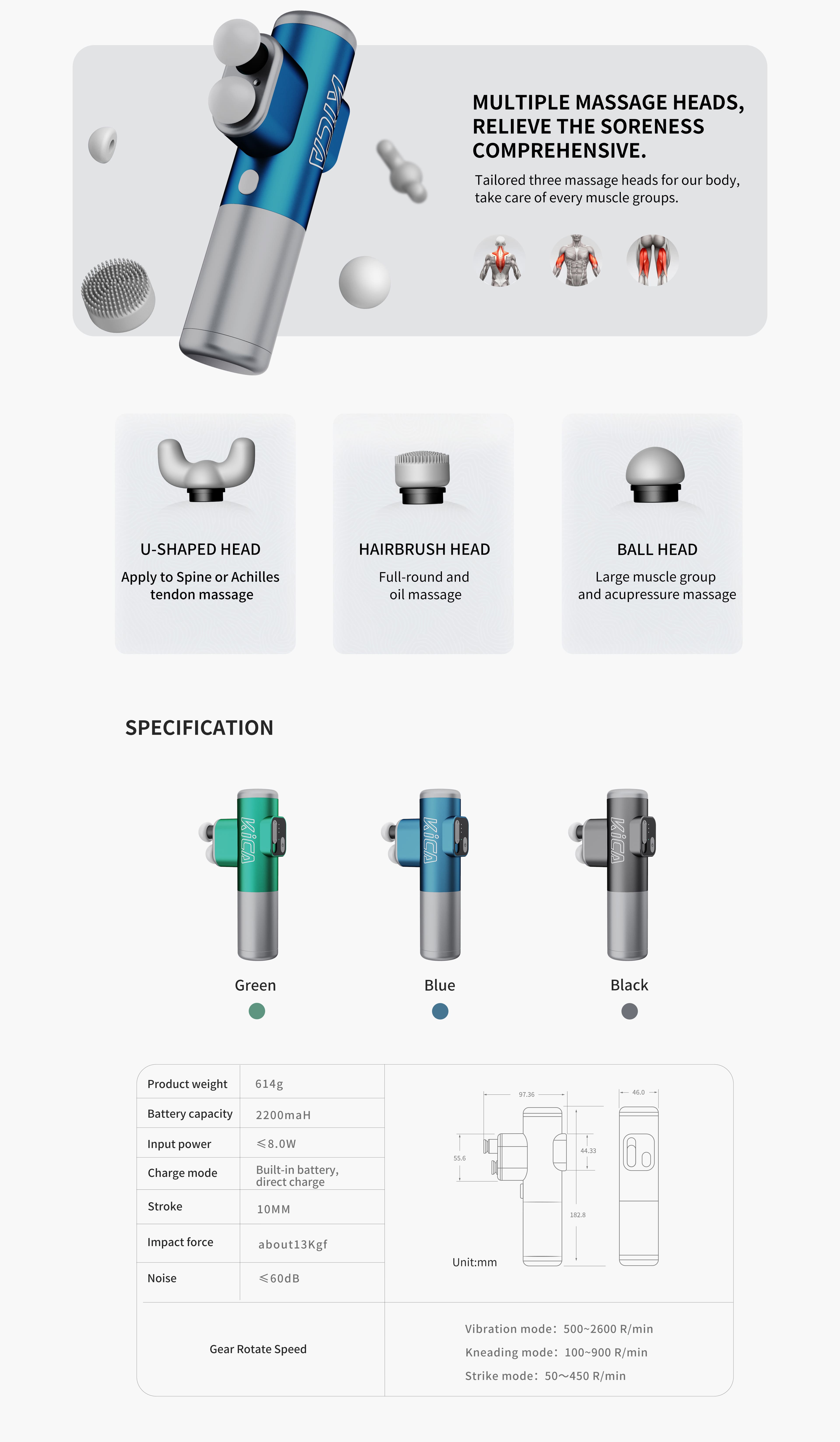 KICA_3_Massage_Gun_Specifications