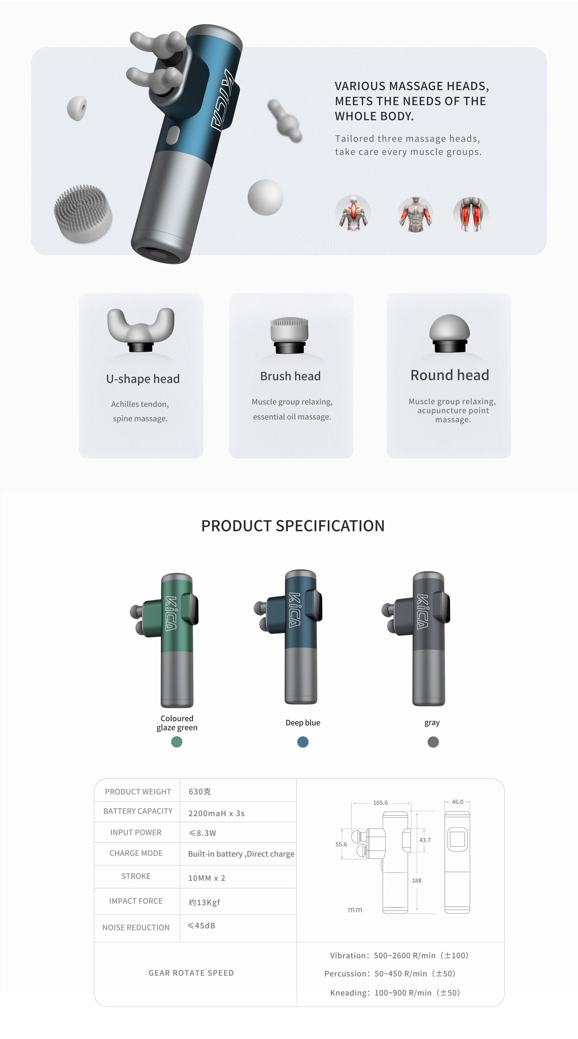 Kica_Pro_Massage_Gun_specifications