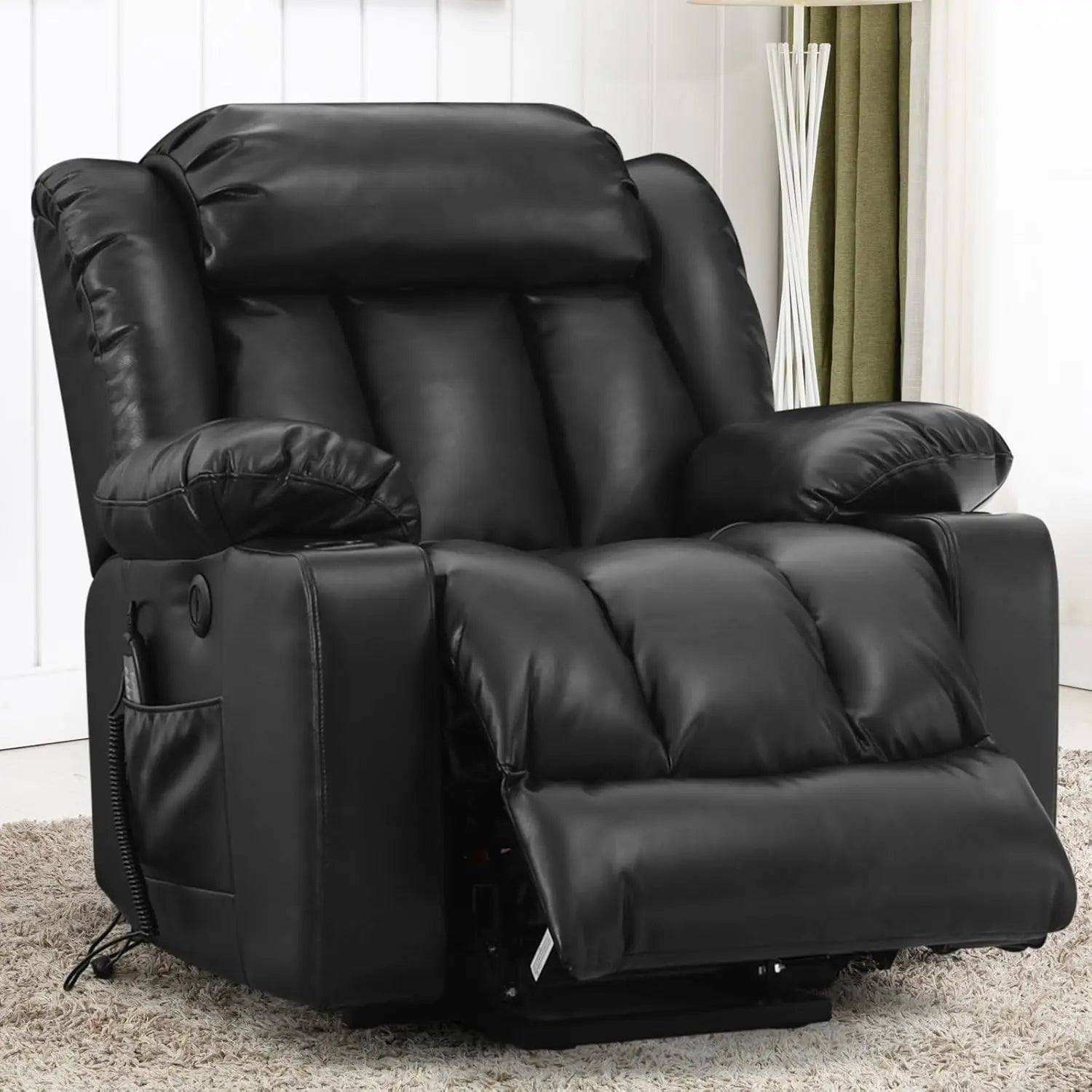 LeatherLift Classic Recliner - Massage & Heat Black