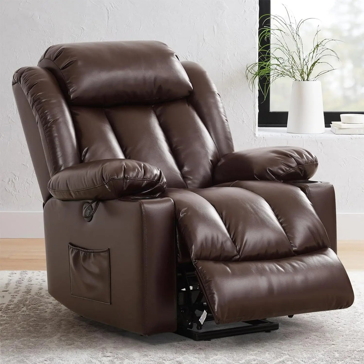 LeatherLift Classic Recliner - Massage & Heat Brown