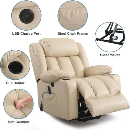 LeatherLift Classic Recliner - Massage & Heat Material