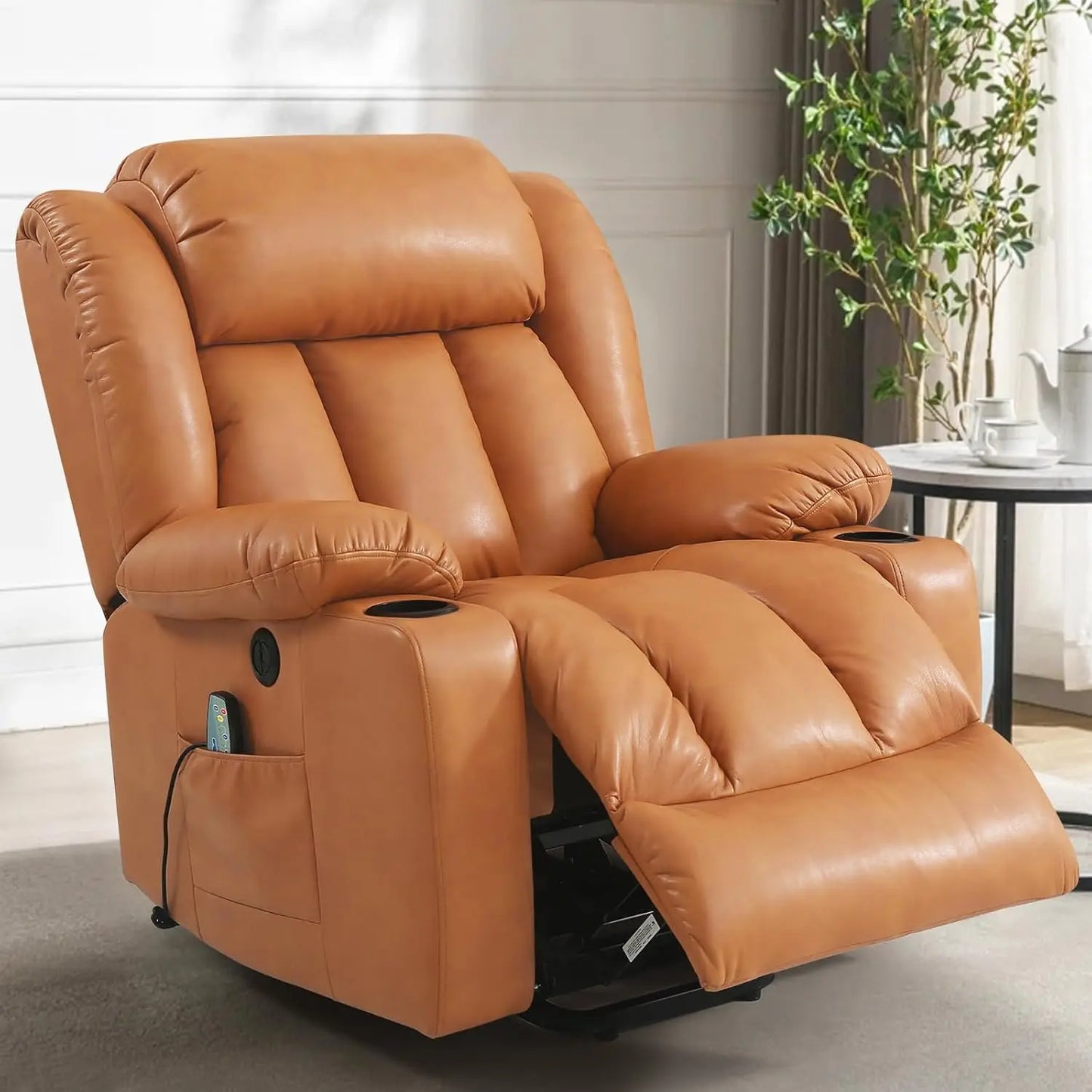 LeatherLift Classic Recliner - Massage & Heat Orange