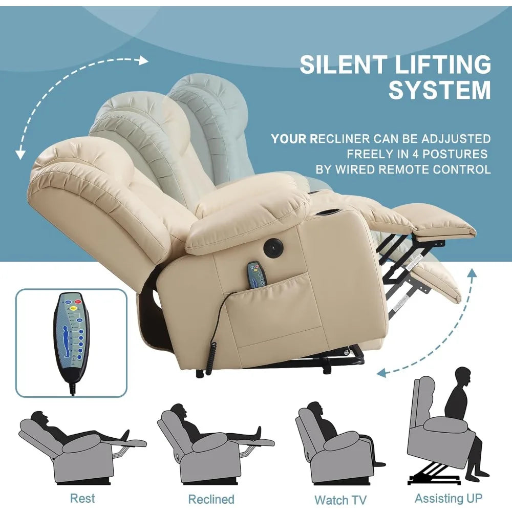 LeatherLift Classic Recliner - Massage & Heat Recline